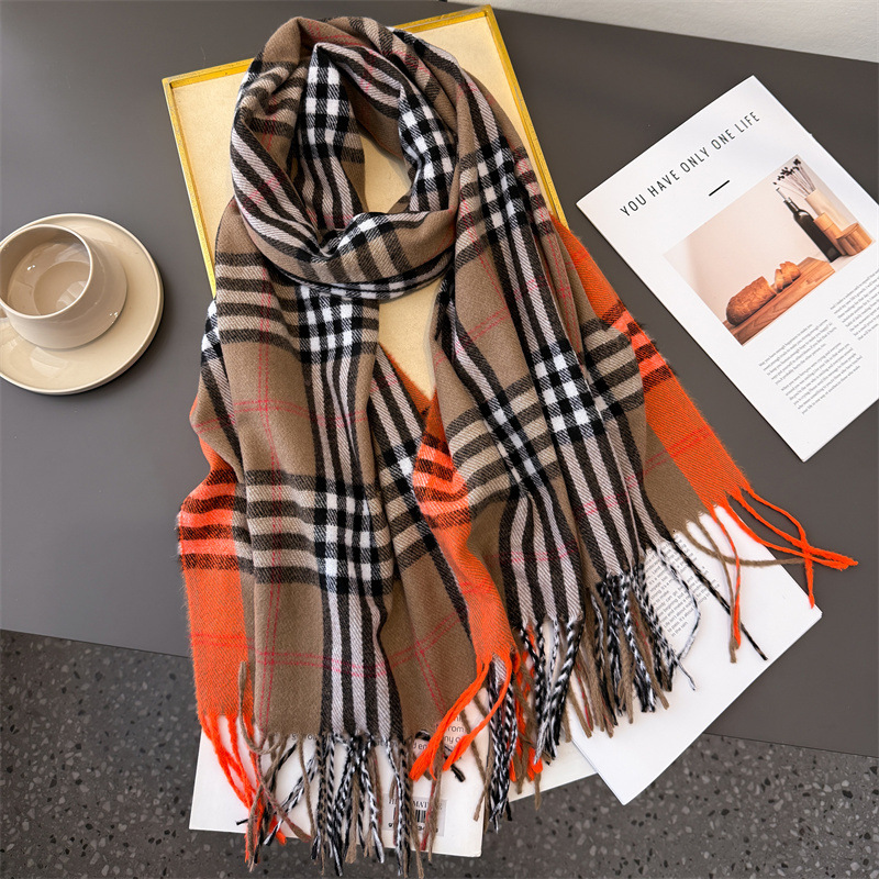 Classic Wool-like Checkered Warm Shawl Scarf Designer Scarf Outdoor Sports Warm Shawl Fashionable And Elegant Combination
