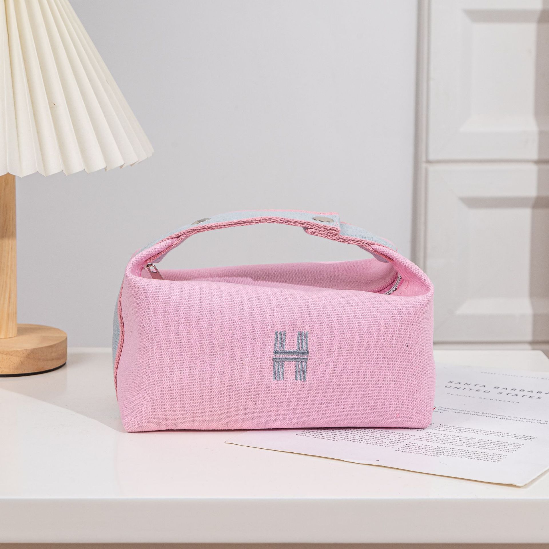 Storage Bag Cosmetic Canvas Handheld For Women High End Texture Large Capacity Multi Functional Travel Toiletry Bag With Zipper
