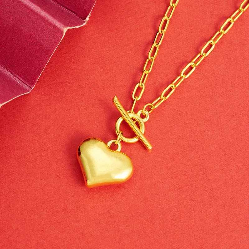 Luxury 24K 9999 Pure Gold real gold Womens Peach Heart Pendant Necklace H260324 - view 7