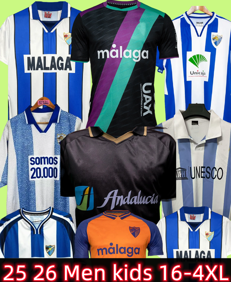 2025 2026 S-4XL MALAGA CF CAMISETA 120th ANNIVERSARY Children's 2526 Kit Home Football Shirts Men's BUSTINZA M. JUANDE RAMON FEBAS ALEX GALLAR SOL MUNOZ