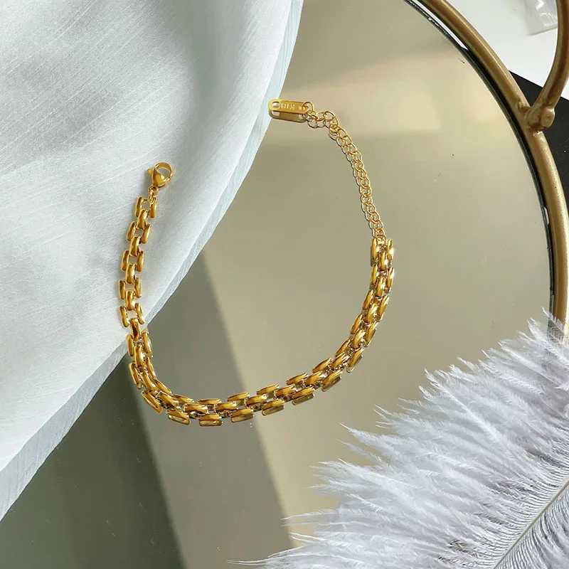 Square Link Watch Band Chain Style Cool Classic Minimalist Stainless Steel Gold Plated Fashion Jewelry Gifts For Women H260323 - view 6
