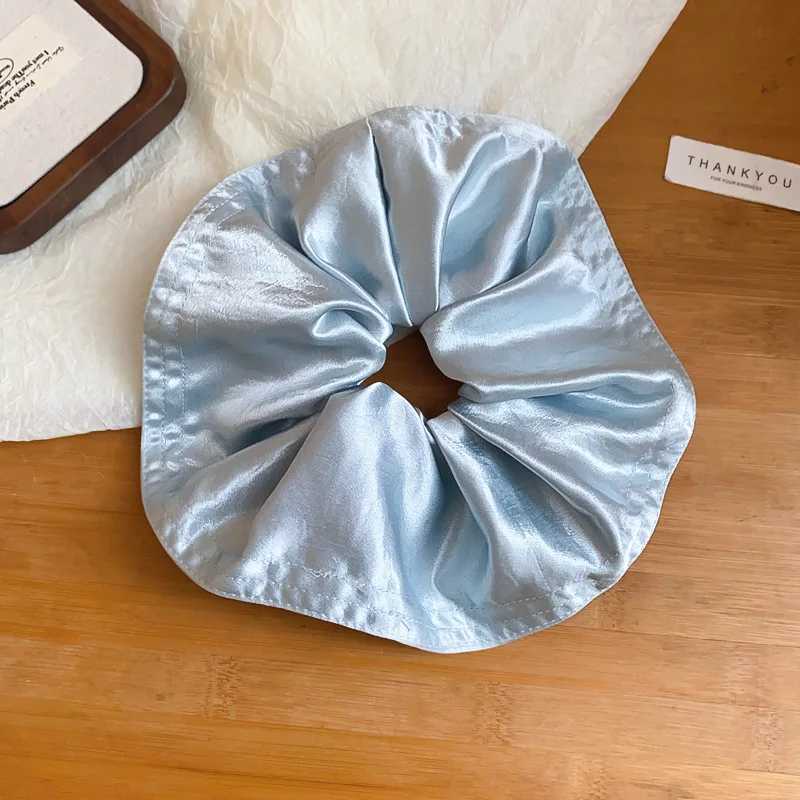 French Big Satin Scrunchies for Women Solid Smooth Silk Hair Ties Round Pleated Rubber Bands Minimalist Daily Party Headwear H260324