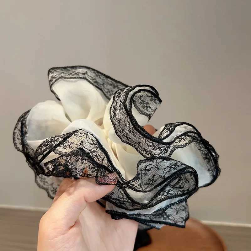 French Lace Sausage Hair Band Women Elegant Double-layer Mesh Hair Ring Fashion Hair Tie Rubber Band Girl Hair Accessories H260324