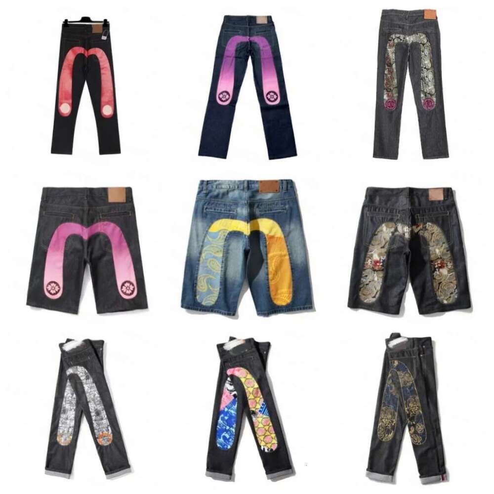 Jeans designer men's fashionable casual pants streetwear denim shorts washed daily wear printed hip-hop jeans size S-XL