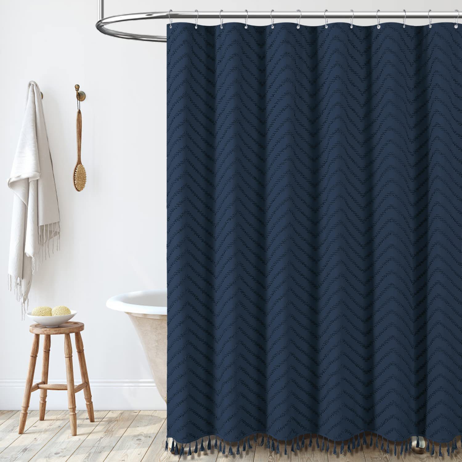 YL-38383 Popular Wave Cut-Out Bohemian Cut-Out Polyester Shower Curtain