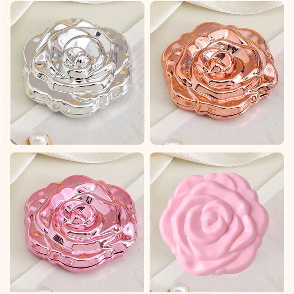 Double Sided Mirror Foldable Portable Makeup Mirror Rose Flower Mirror Exquisite For Pocket Handbag Gift H260324