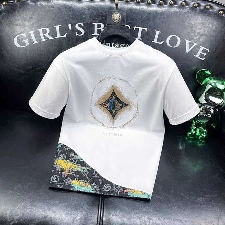 2024 Summer Hot Item: European Style Men's Light Luxury Short-Sleeve T-Shirt, Fashionable Slim-Fit Round-Neck Tee With Unique Personality Asia Si