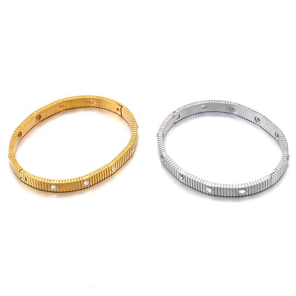 JeeMango Luxury Cubic Zirconia Round Bangle for Women Girls Stainless Steel Openable Fashion Charm Jewelry Gift B25227 H260323 - view 3
