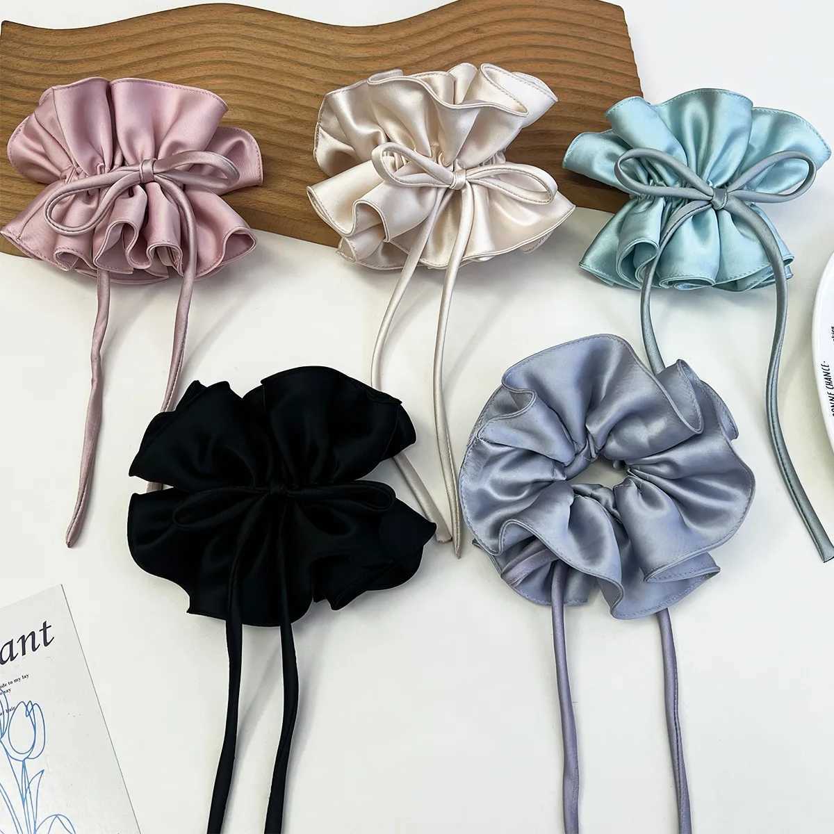 Bow Ribbon Hairbands Long Elastic Sweet Scrunchies Flowers Hair Tied Bands Head Rope Women Korean Girl Ponytail Hair Accessories H260324