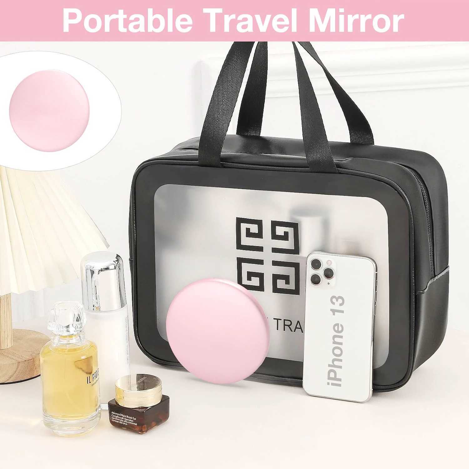 1X/10X Magnification LED Pocket Mirror Portable Handheld Rechargeable Compact Cosmetic Mirror with Light Travel Round Folding H260324