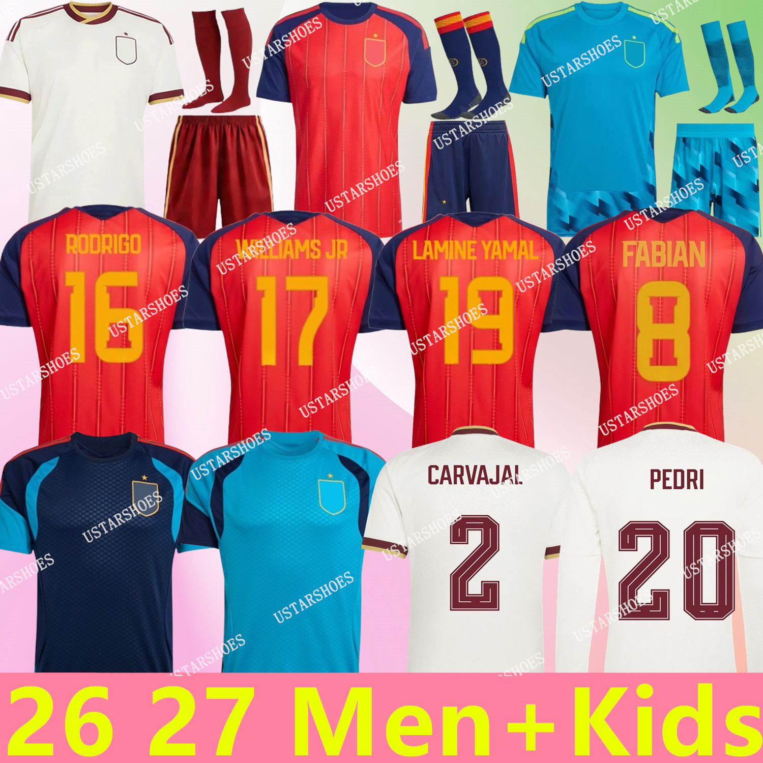 spain world cup 2026 Jersey Soccer MORATA FERRAN CARVAJAL 2026 2027 National Team Football shirt Men Kids Kit LAMINE YAMAL Camiseta Espana RODRI OYARZABAL FINAL home