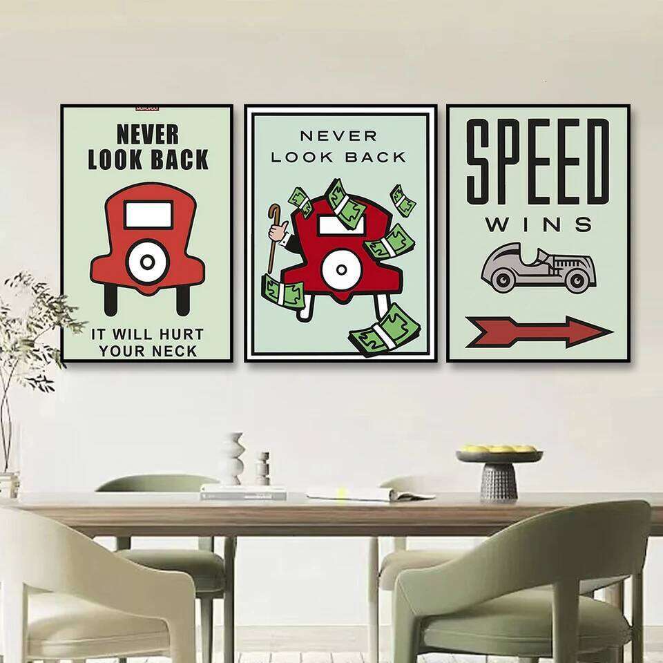 Monopoly Millionaire Money Canvas Decorative Painting Motivational Quote Art Poster Cartoon Figure Mural Home Wall Decor Picture 26H0324