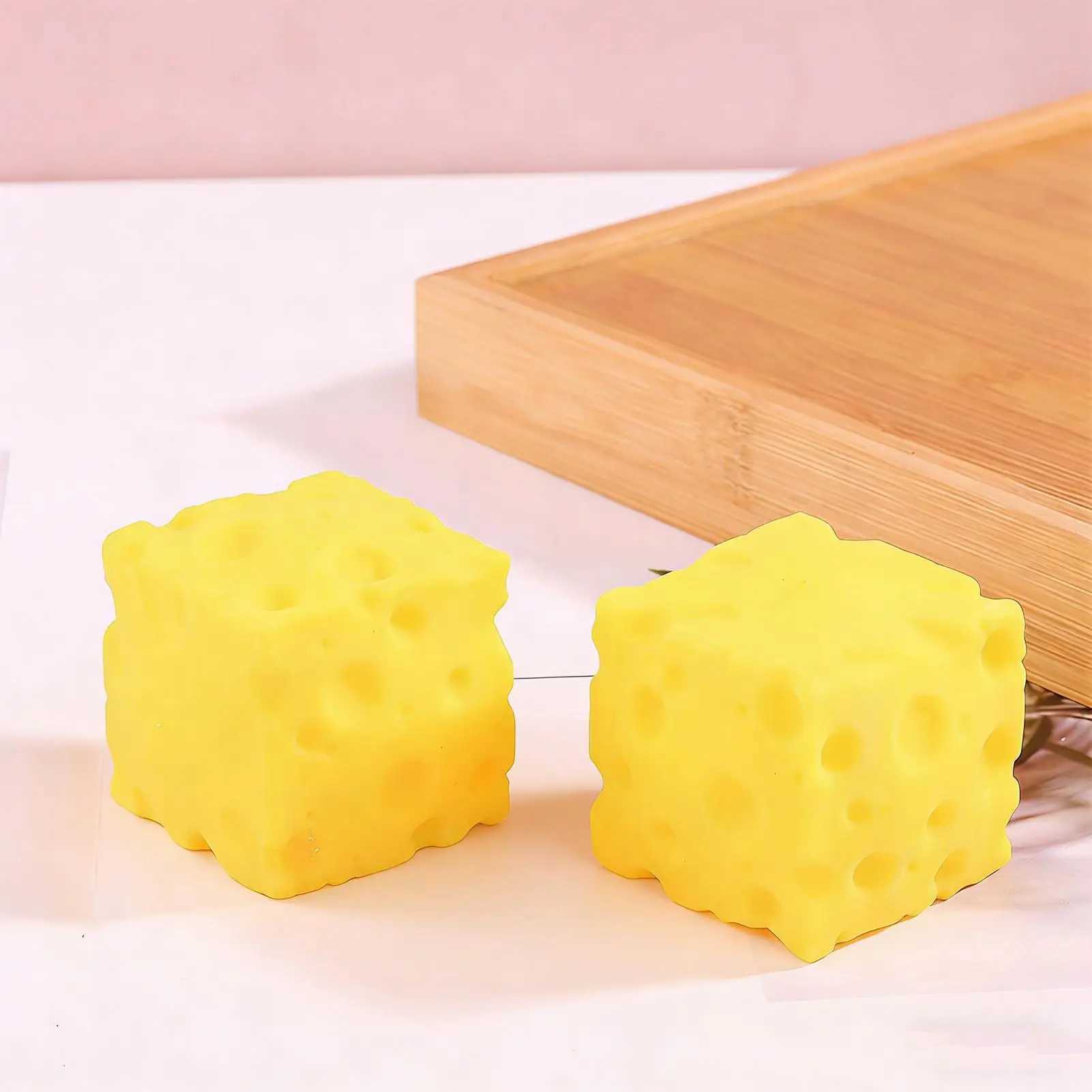 Cheese Stress Toy Cheese Cube Stress Relief Fidget Soft Novelty Rebounding Toy for Kids Adults Students Workers Home School H260324