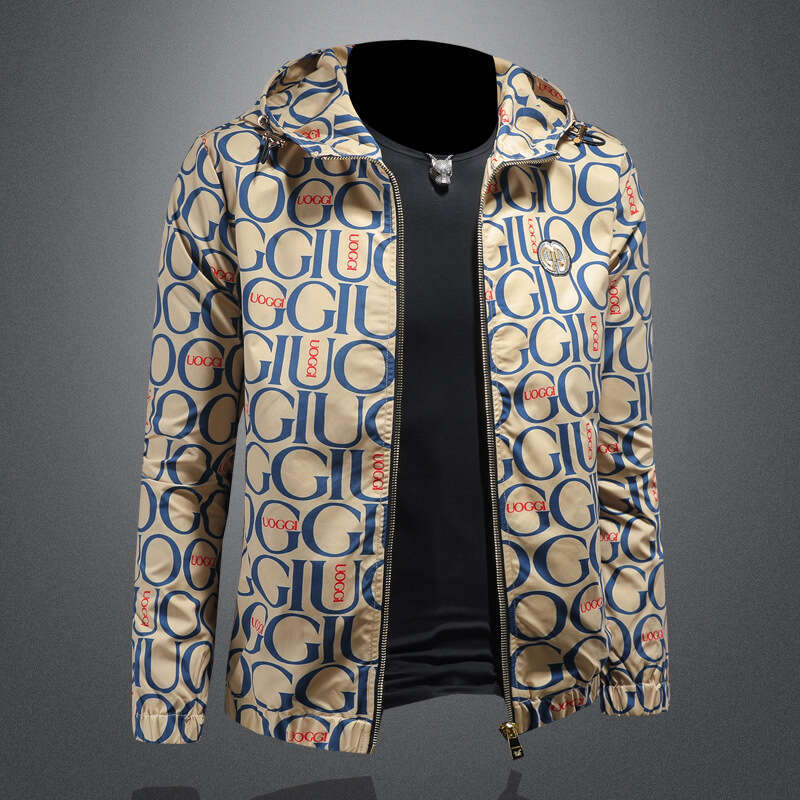 Spring And Autumn Fashion Trend Versatile New Printed Hooded Men's Casual Slim-Fit Jacket Asia Size - view 3