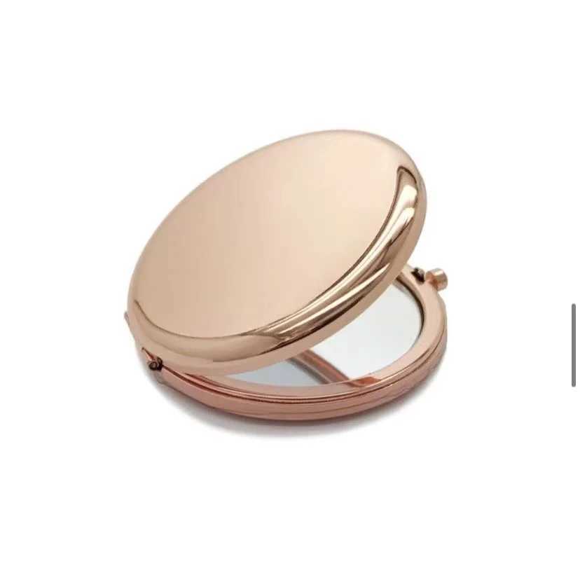 Portable Makeup Mirror Solid rose gold Color Metal Round Case Double-Side Pop-Up Pocket Mirror Beauty cosmetic mirror H260324