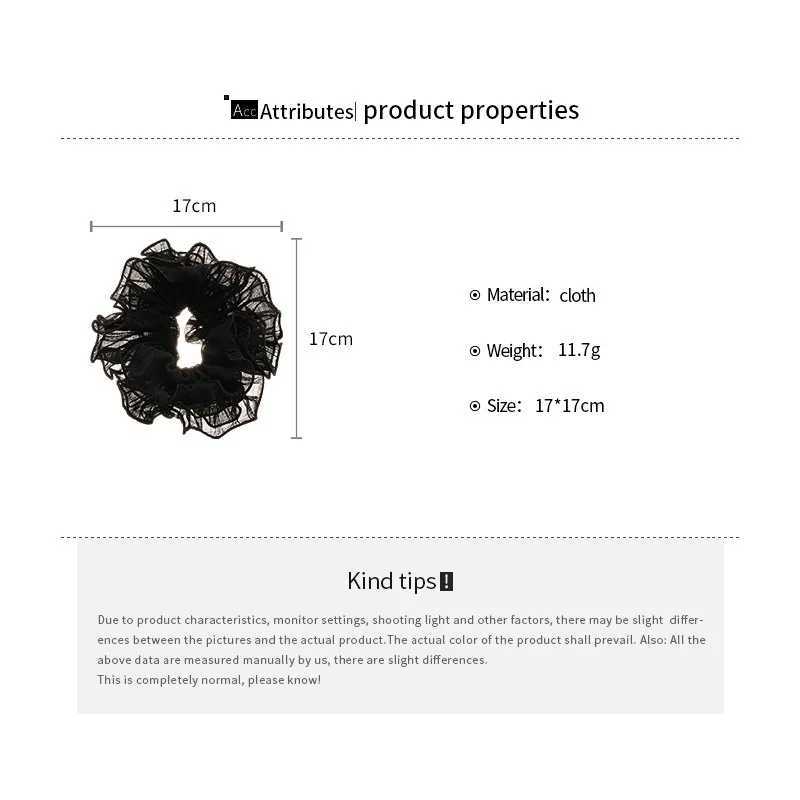 Solid Color Mesh Pleated Double-layer Large Scrunchies for Women Korean Simple Hair Flower Low Ponytail Holders Head Accessories H260324