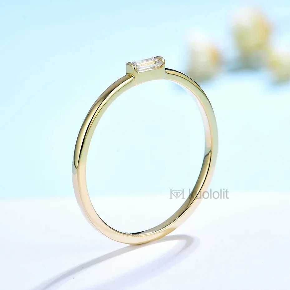 Kuololit 585 14K 10K Yellow Gold Moissanite Ring for Women Emerald Cut Solitaire Engagement Luxury Jewelry for Christmas Gift H260323 - view 4