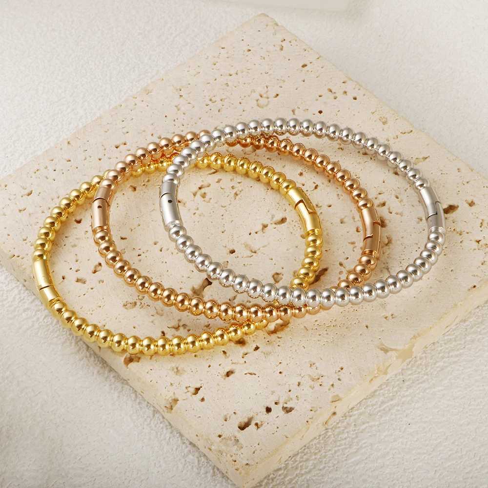 Trendy Round Ball Beaded Bangles High Quality Stainless Steel Twist Balls Dots Bead Bangle for Women Jewelry H260323 - view 6