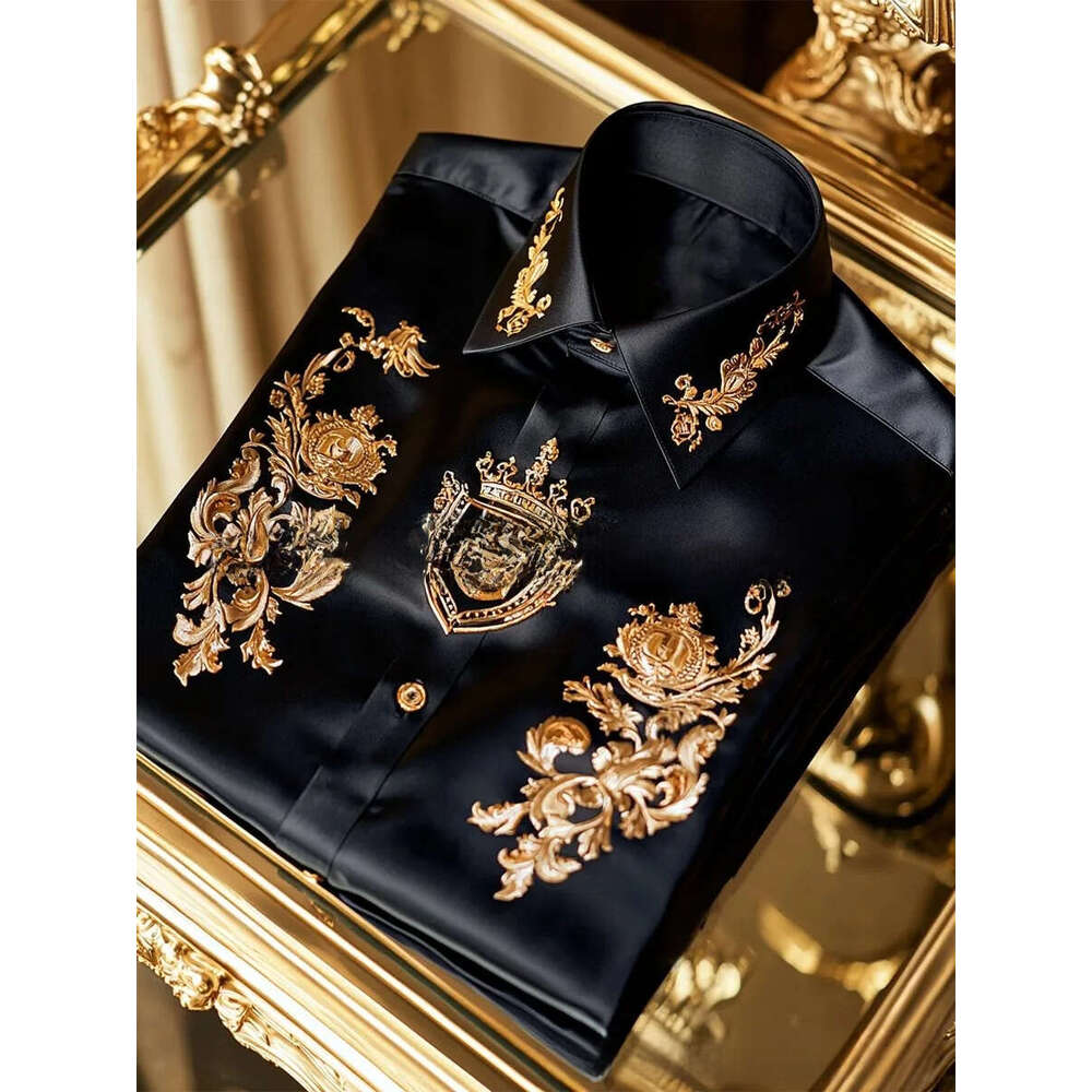 2026 Cross-Border Clothing Spring And Autumn New Casual Trendy Men's Long-Sleeve 3D Digital Print Satin Shirt