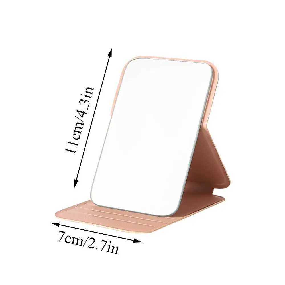 Mini Pocket Size PU Makeup Mirror High-Resolution Folding Mirror Fold Desktop Lighted Supplies Portable Solid Color Items H260324