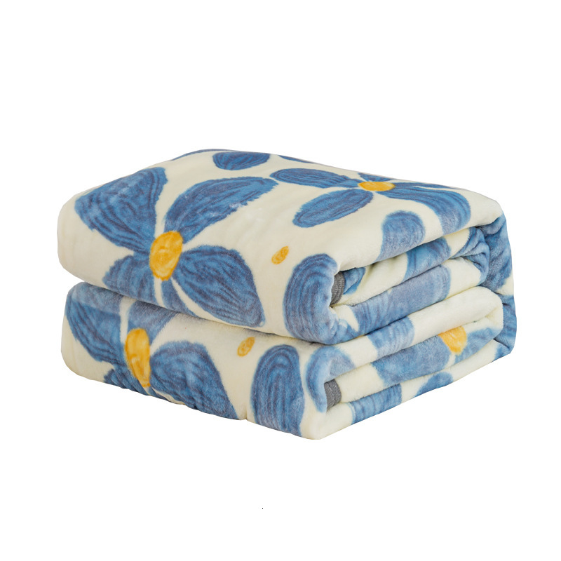 Thickened Milk Fleece Coral Fleece Flannel Sofa Throw Blanket for Office Lunchtime and Air-Conditioned Rooms