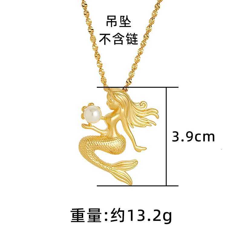 Luxury 24K 9999 Pure Gold real gold Womens Mermaid Pendant All-match Necklace Clavicle Chain H260324 - view 5