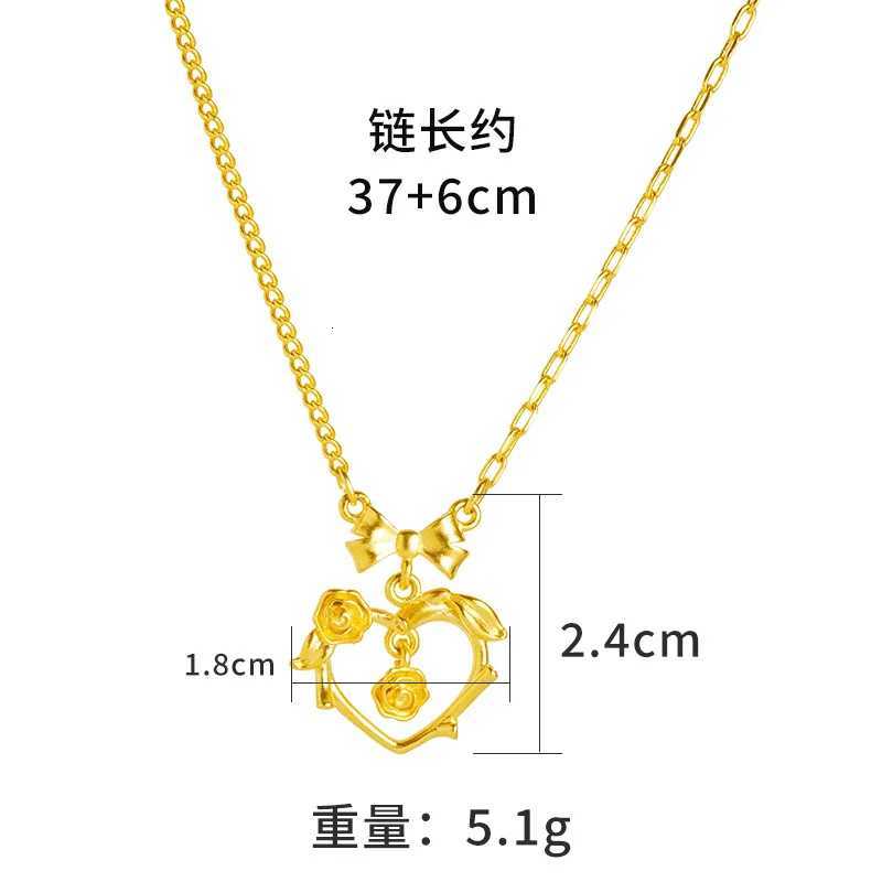 Luxury 24K 9999 Pure Gold real gold Womens Vine Rose Pendant Necklace H260324 - view 5
