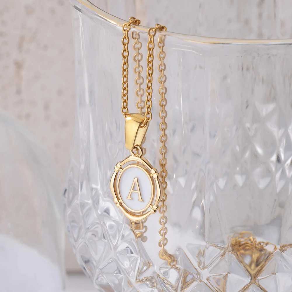 A-Z Letter Initial Enamel Necklace For Women Gold Color Stainless Steel Chain Exquisite Pendant Necklace Fashion Jewelry Gift H260324 - view 6
