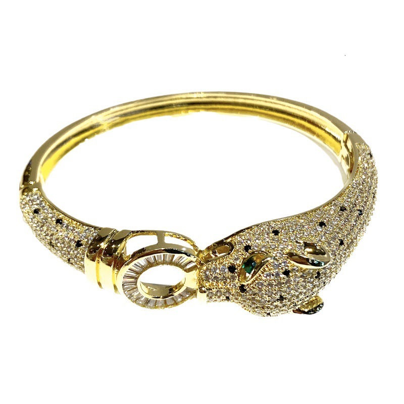 Bracelet Designer Leopard Print 18K Gold Bracelet with Full-Circle Zirconia Women's Vintage-Style Fashion Jewelry