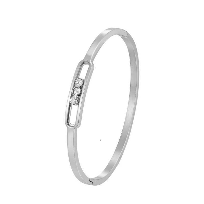 Classic Slideable 3 Zircon Bangle For Women Wedding Day Gift Stainless Steel High Quality Brand Jewelry H260323 - view 5