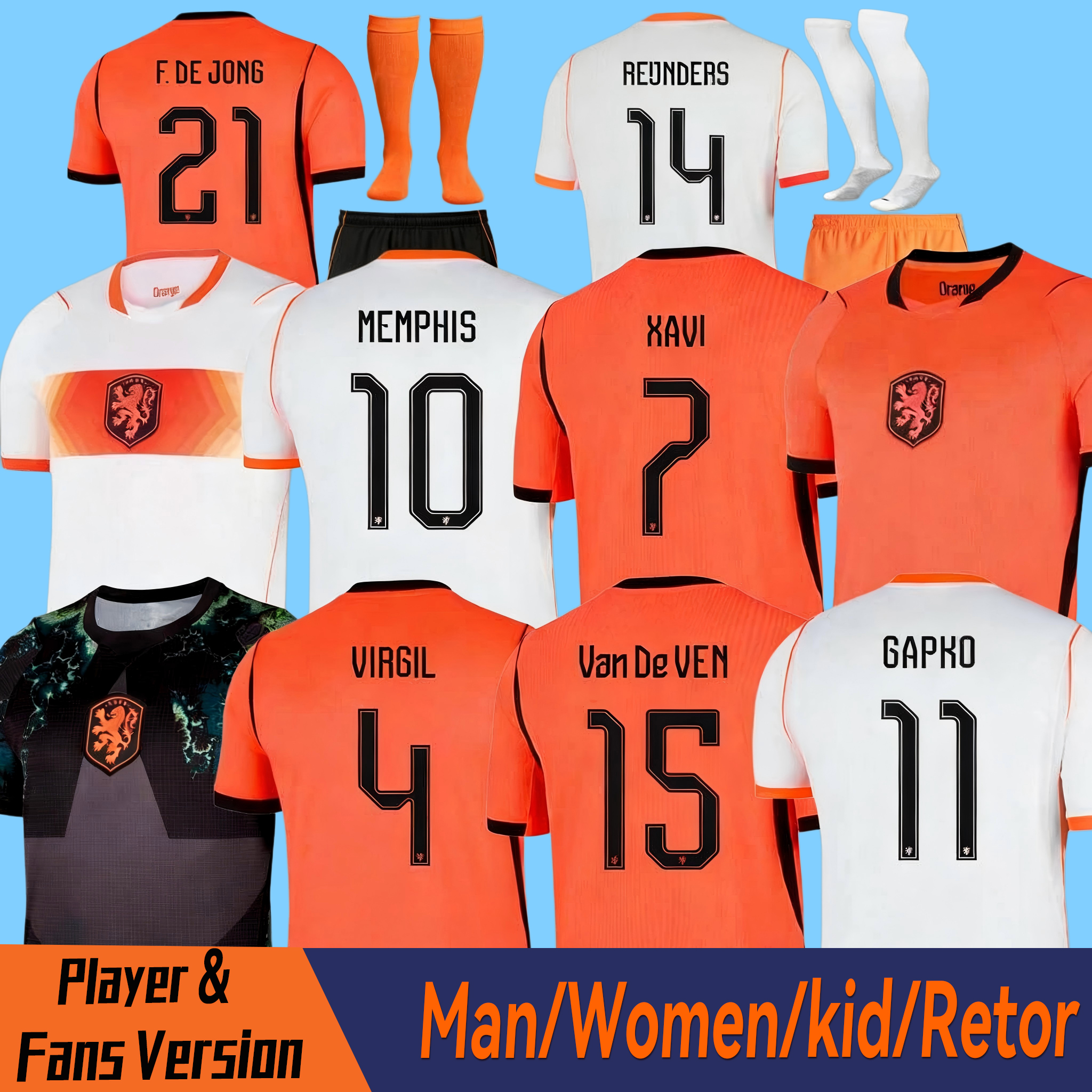 2026 Netherlands Dutch Soccer Jersey 2026 World Cup Retro Kids National Team Football Shirt Bergkamp Robben Memphis Gakpo 26 27 Vintage Holland VIRGIL Kit women