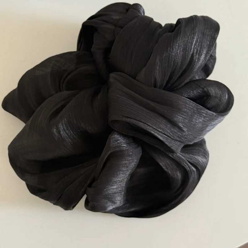 Fashion Vintage Glossy Chiffon Gauze Hair Scrunchies Women Elegant Large Elastic Hair Bands Bright Solid Ponytail Hair Ties Rope H260324