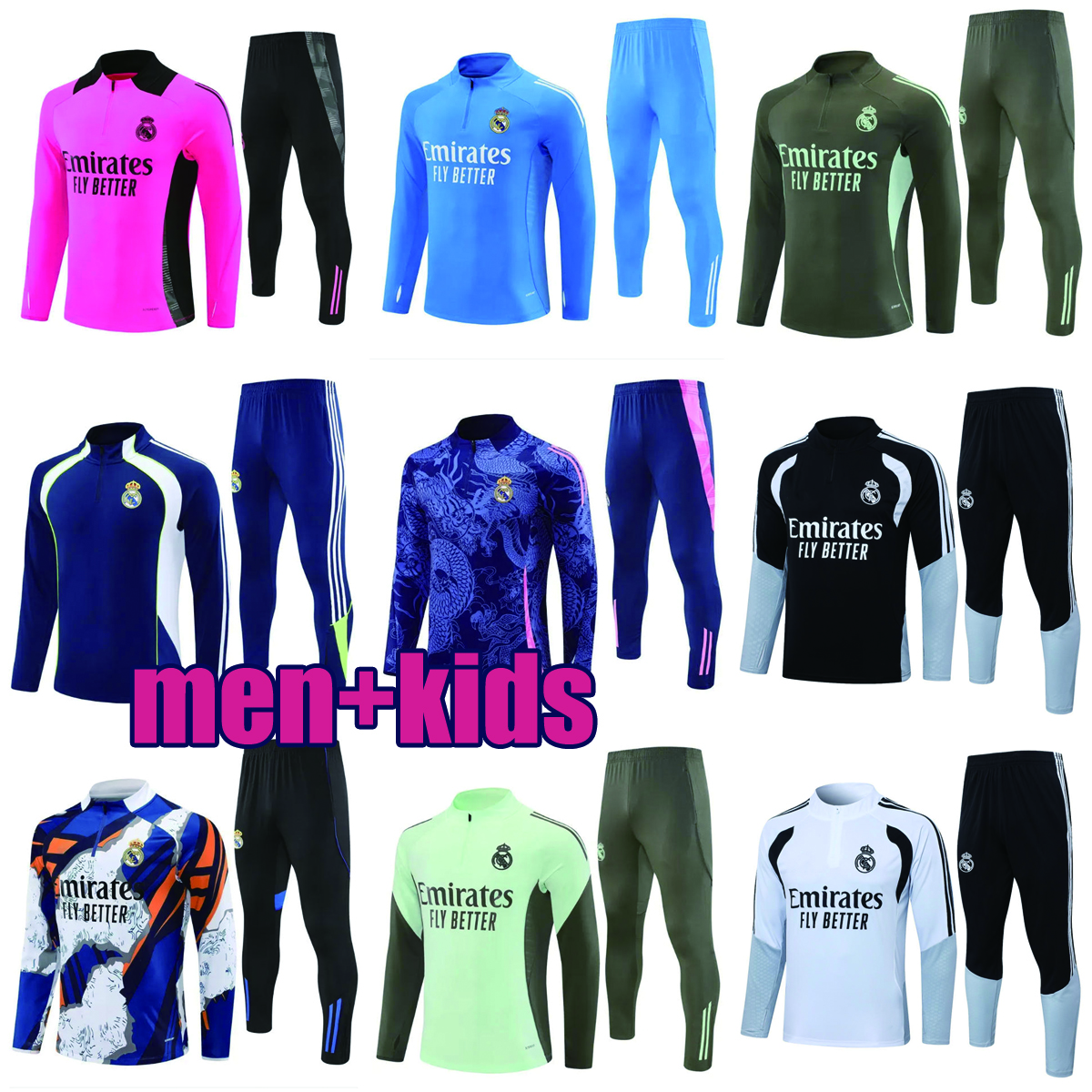 Tracksuit soccer 2025 26 madrids MBAPPE TRAINING 26 27 VINI JR BELLINGHAM men kid kit football jersey madridtracksuits survetement Sportswear train