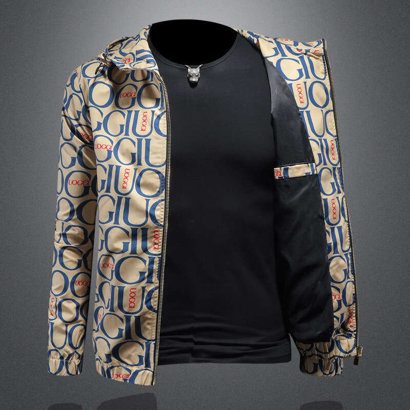 Spring And Autumn Fashion Trend Versatile New Printed Hooded Men's Casual Slim-Fit Jacket Asia Size - view 4
