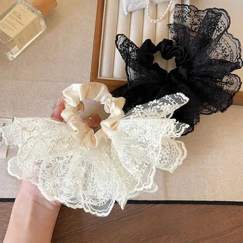 1 Pcs Womens Hair Scrunchies Lace Sweet Cute Elegant Fashionable Double-layer Head Ties Lolita Kawaii Hair Accessories Girl H260324