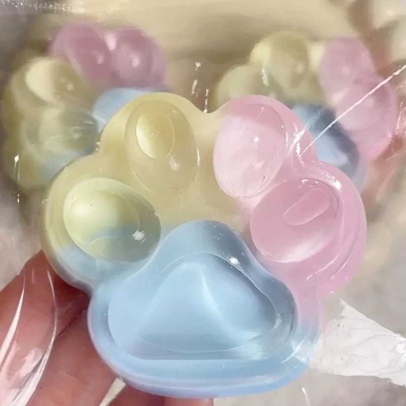 Three Color Rainbow Cat Paw Soft Pinch Cute Cat Paw Slow Rebound Pinch Stress Relief Birthday Gift H260324