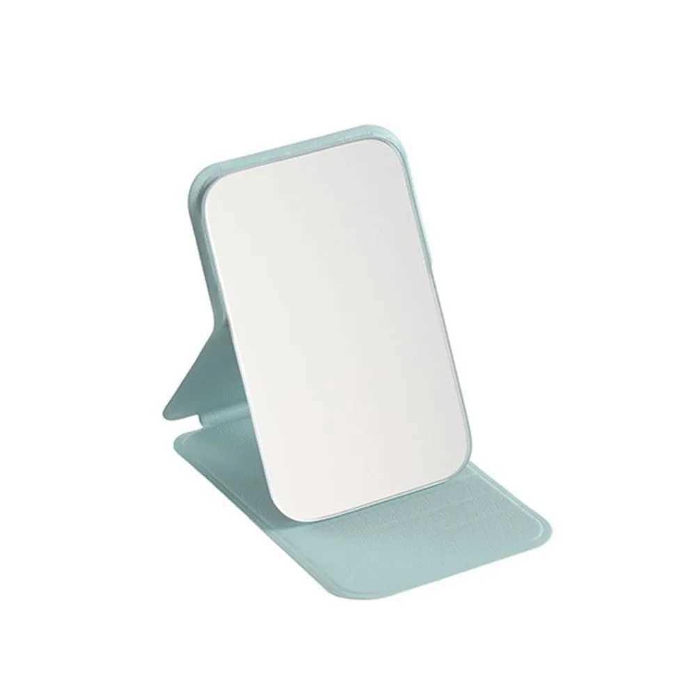 New Foldable Makeup Mirror High Definition PU Leather Pocket Mirrors Desktop Stand Light Weight Mini Mirror H260324