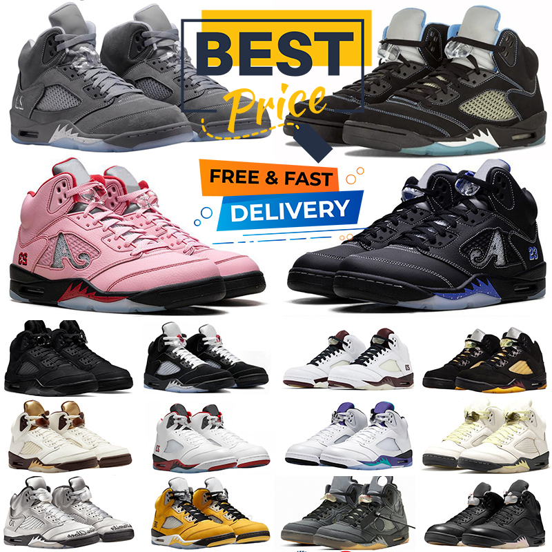 Designer 5 5s Basketball shoes 5s Wolf Grey 5s Racer Blue Halloween Bubblegum 35th Anniversary Luminous Green Black Metallic Reimagined 5s Sneakers for Men and Women