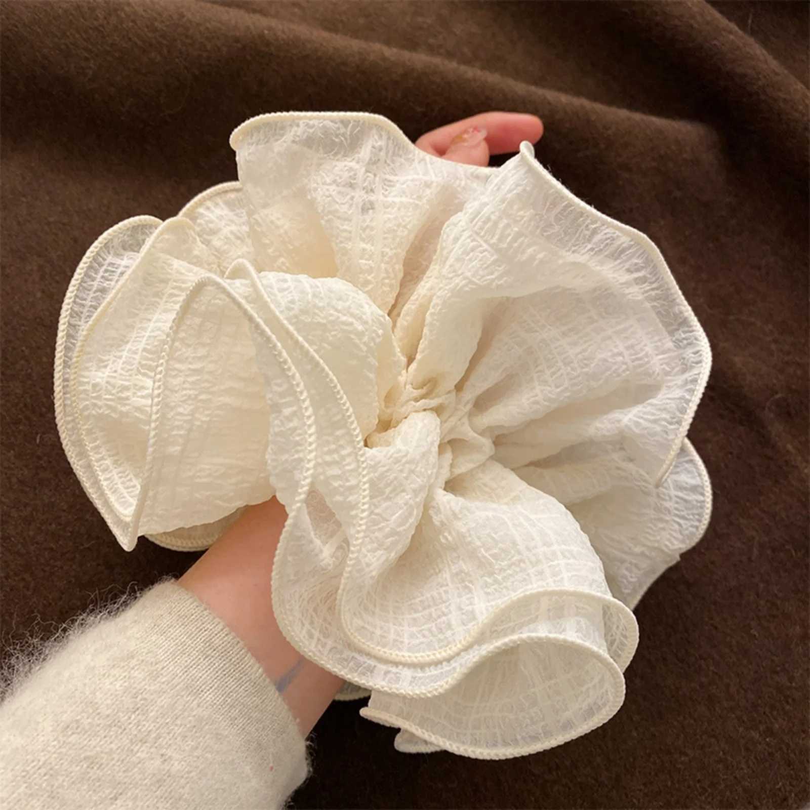 1PC Double-Layer Ruffled Bubble Flower Hair Scrunchie - High-End Korean-Style Hair Tie with Strong Elasticity H260324