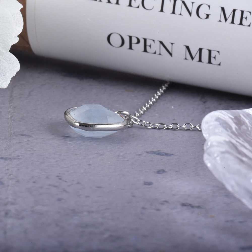 ITSMOS Natural Aquamarine Heart Pendant Necklace Aquamarine Faceted Gemstone Necklace for Women Girl Handmade Jewelry H260324 - view 5