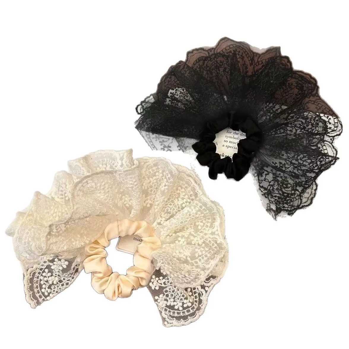 1 Pcs Womens Hair Scrunchies Lace Sweet Cute Elegant Fashionable Double-layer Head Ties Lolita Kawaii Hair Accessories Girl H260324