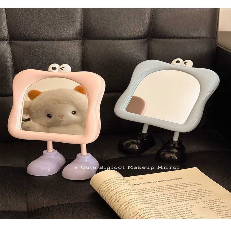 Desktop Makeup Glass Creative Cartoon Makeup Mirror Dormitory Dressing Mirror Big Foot Tabletop Mirror For Teens Room H260324