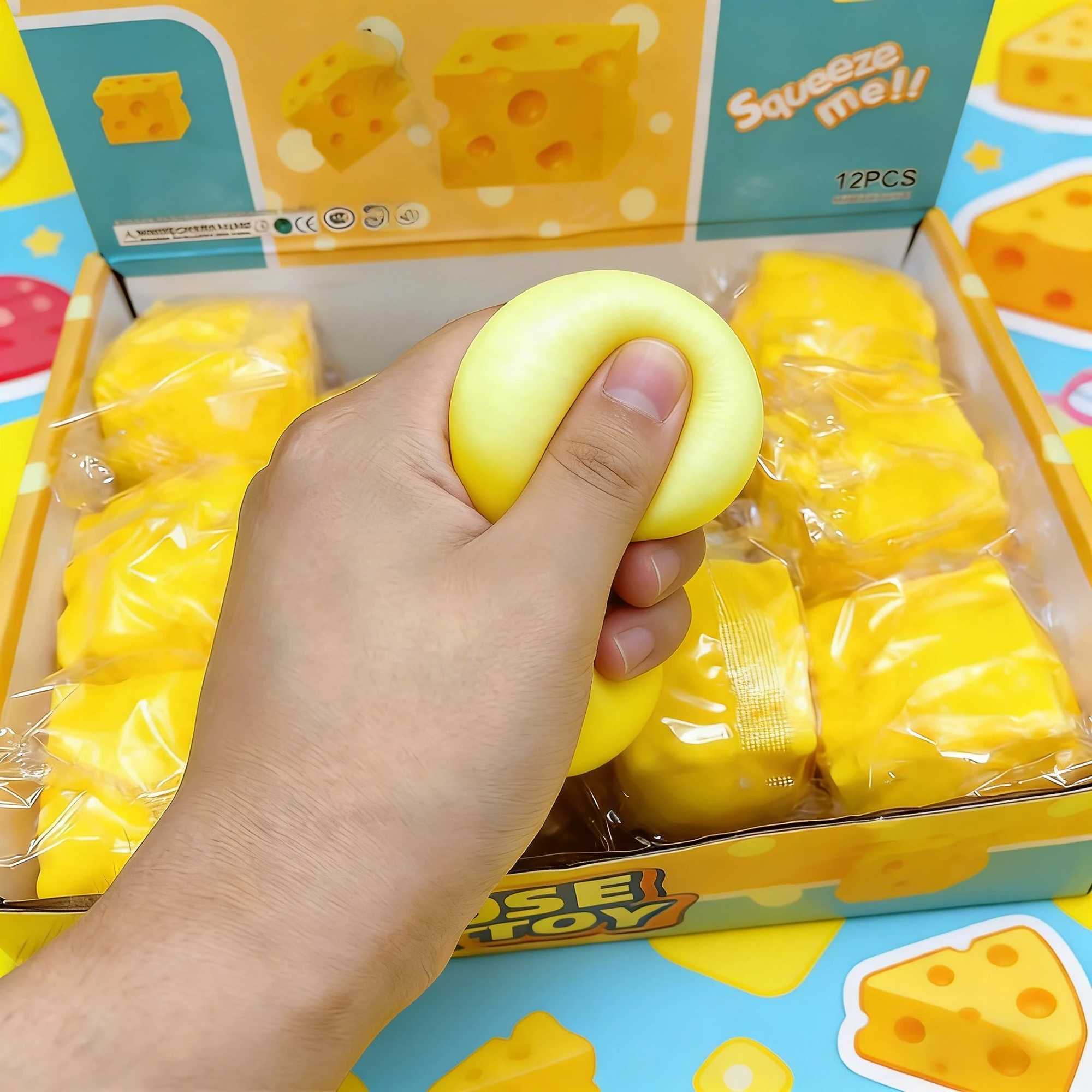 Squishy Square Cheese Squeeze Toys Rebound Push Stress Relief Sensory Toy Soft Butter Cheese Fidget Toy Gifts H260324