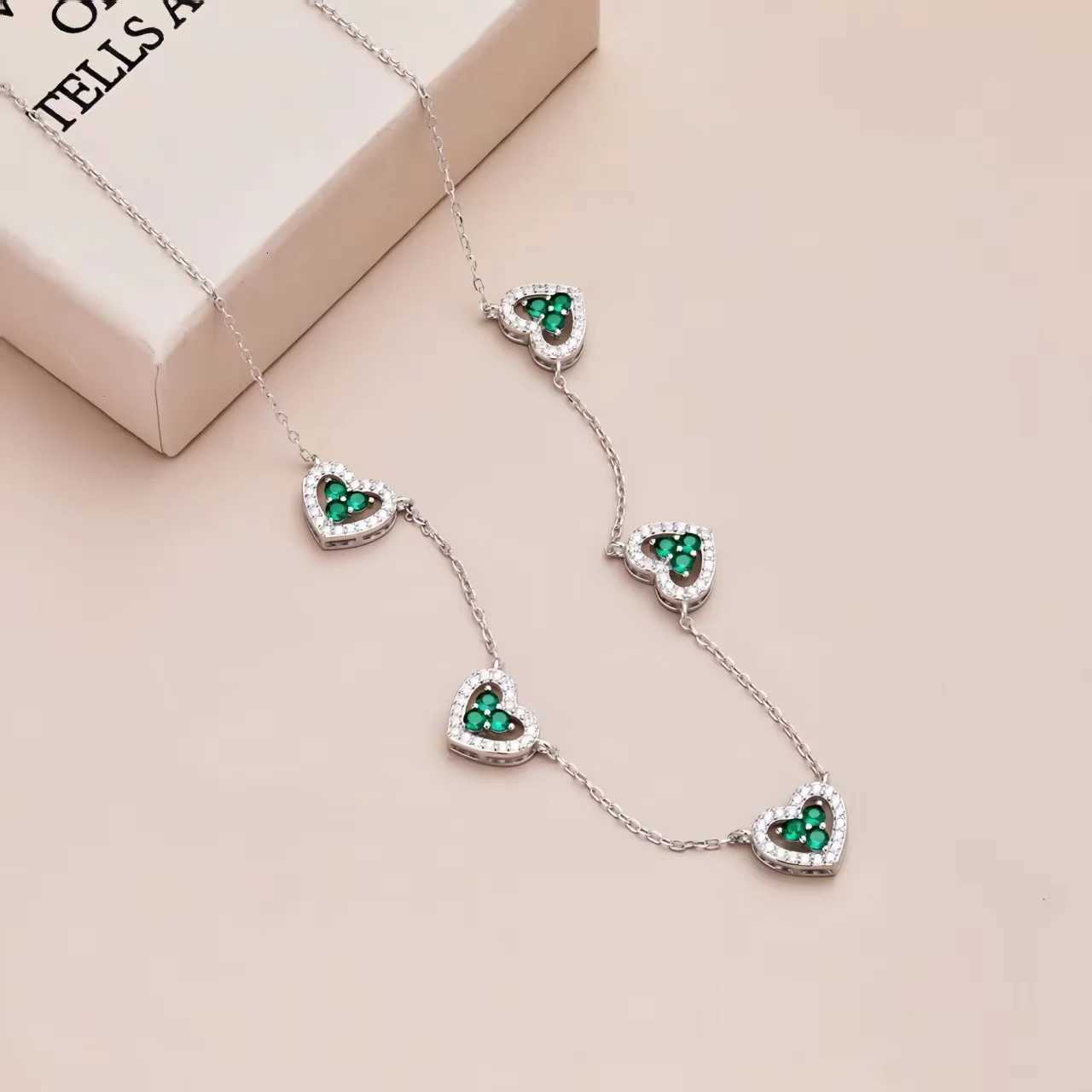 Genuine S925 Sterling Silver 5 Heart Necklace Cubic Zirconia Adjustable Chain Jewelry Gift for Women Valentines Day Anniversary H260324 - view 7