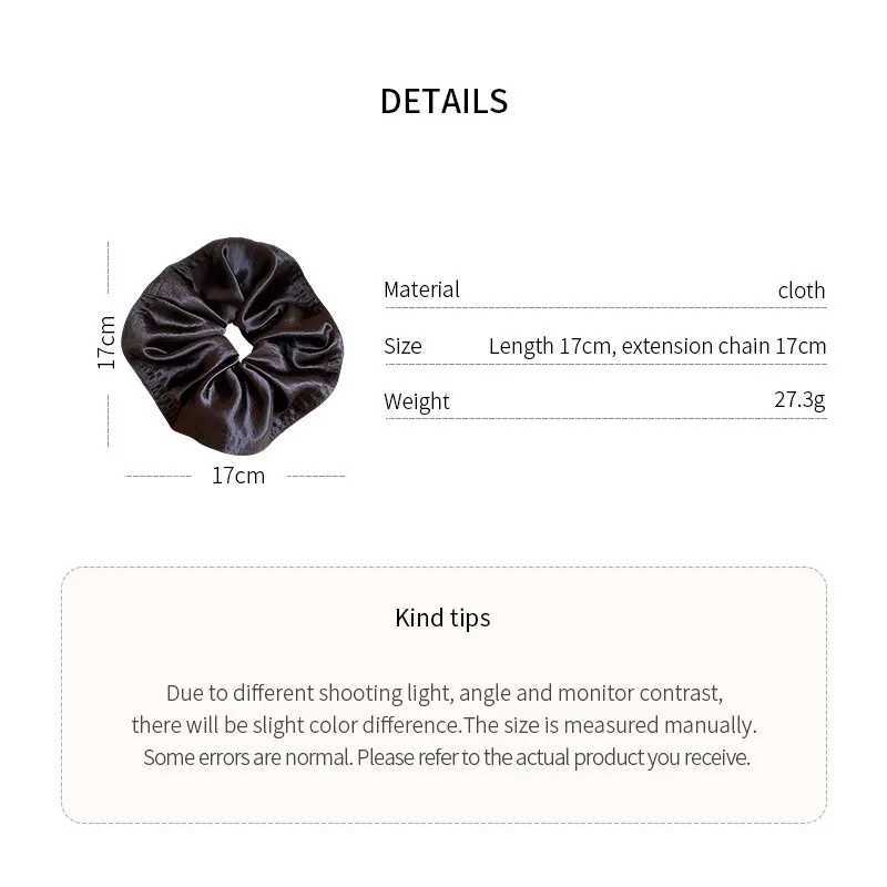 French Big Satin Scrunchies for Women Solid Smooth Silk Hair Ties Round Pleated Rubber Bands Minimalist Daily Party Headwear H260324