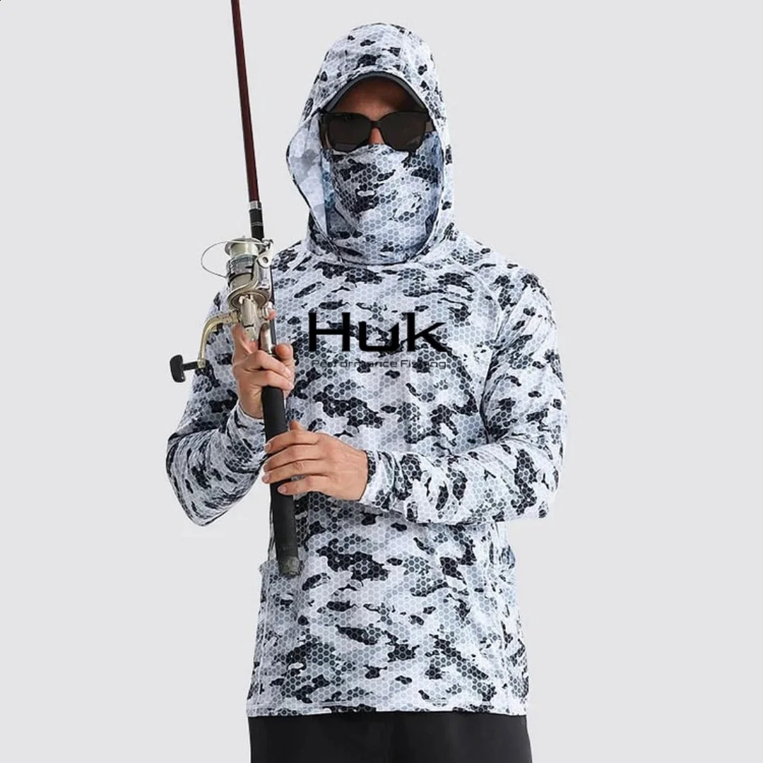 Mens Fishing hooded sweatshirt Fishing UV protection hoodie Camiseta De Pesca clothing hooded top grey white 260323