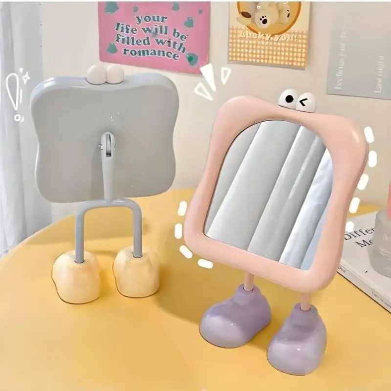 New Cute Cartoon Large Eye Makeup Mirror Desktop Footstool Womens Makeup Supplement Mirror High Aesthetic Value Mirror H260324