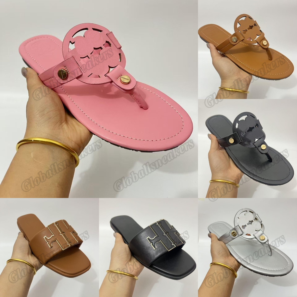 Free Shipping Designer Sandals Slippers Summer Slides Flip Flop Luxury Flat Thick Bottom Black Brown Ladies Embroidered Printed Metal Velcro sliders Womens Scuffs