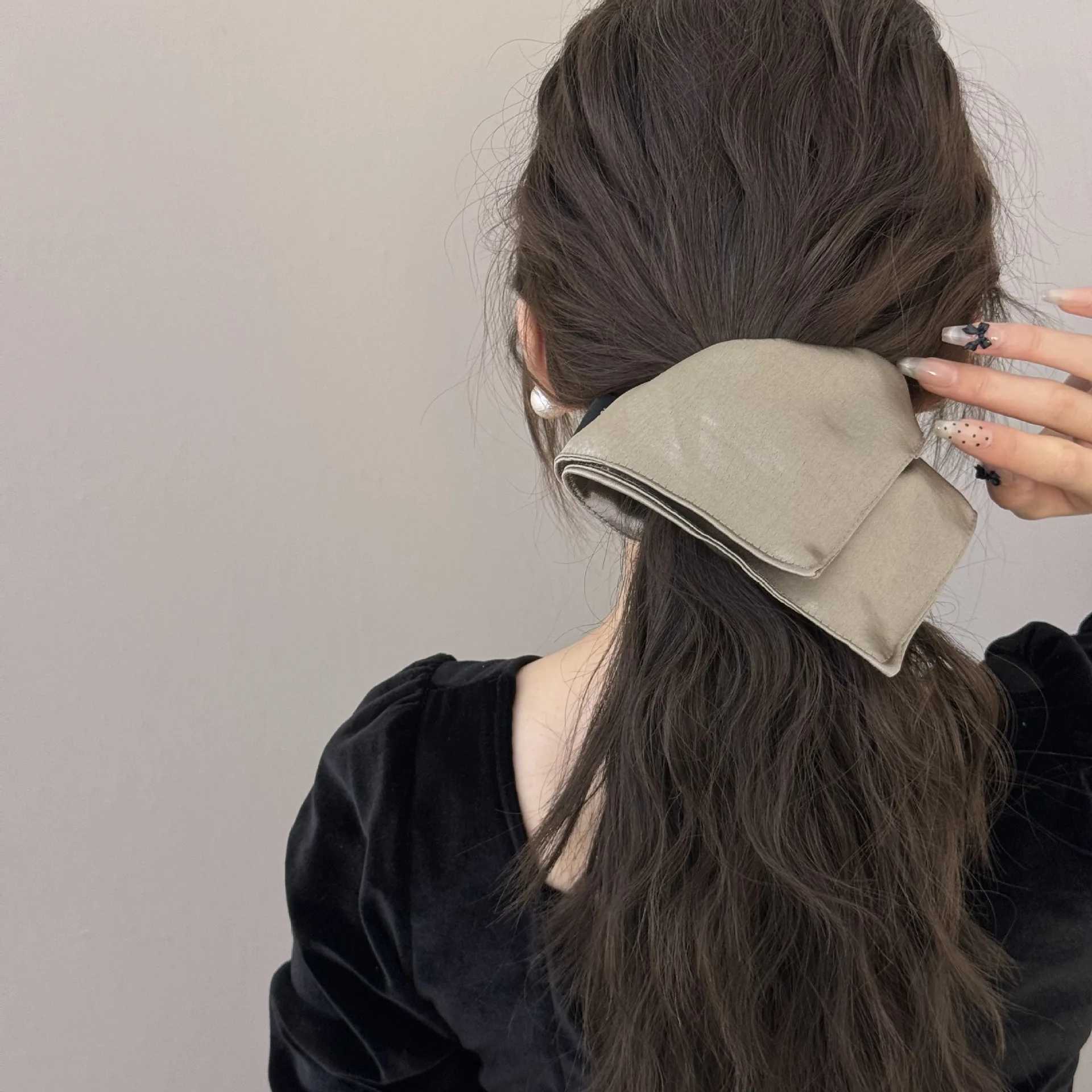 Satin Silk Square Scrunchies Elastic Hair Bands Women Girls Solid Ponytail Holder Large Hair Ties Rope Hair Accessories Fashion H260324