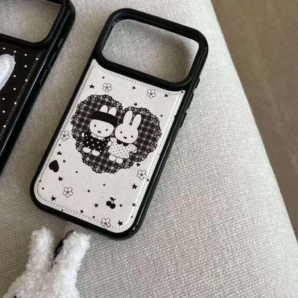 Polka Dot Embroidered Miffy Rabbit Compatible with iPhone 17 Pro Max Leather Texture Phone New 16/15/14 Soft Case 13